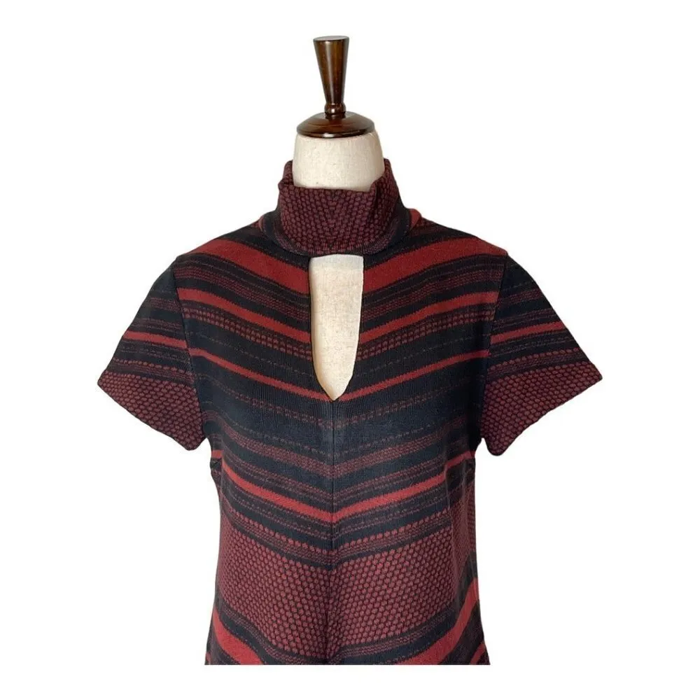 Amanda Uprichard Black And Red‎ Knit Keyhole Mock Neck Sweater Dress Size M - Image 3