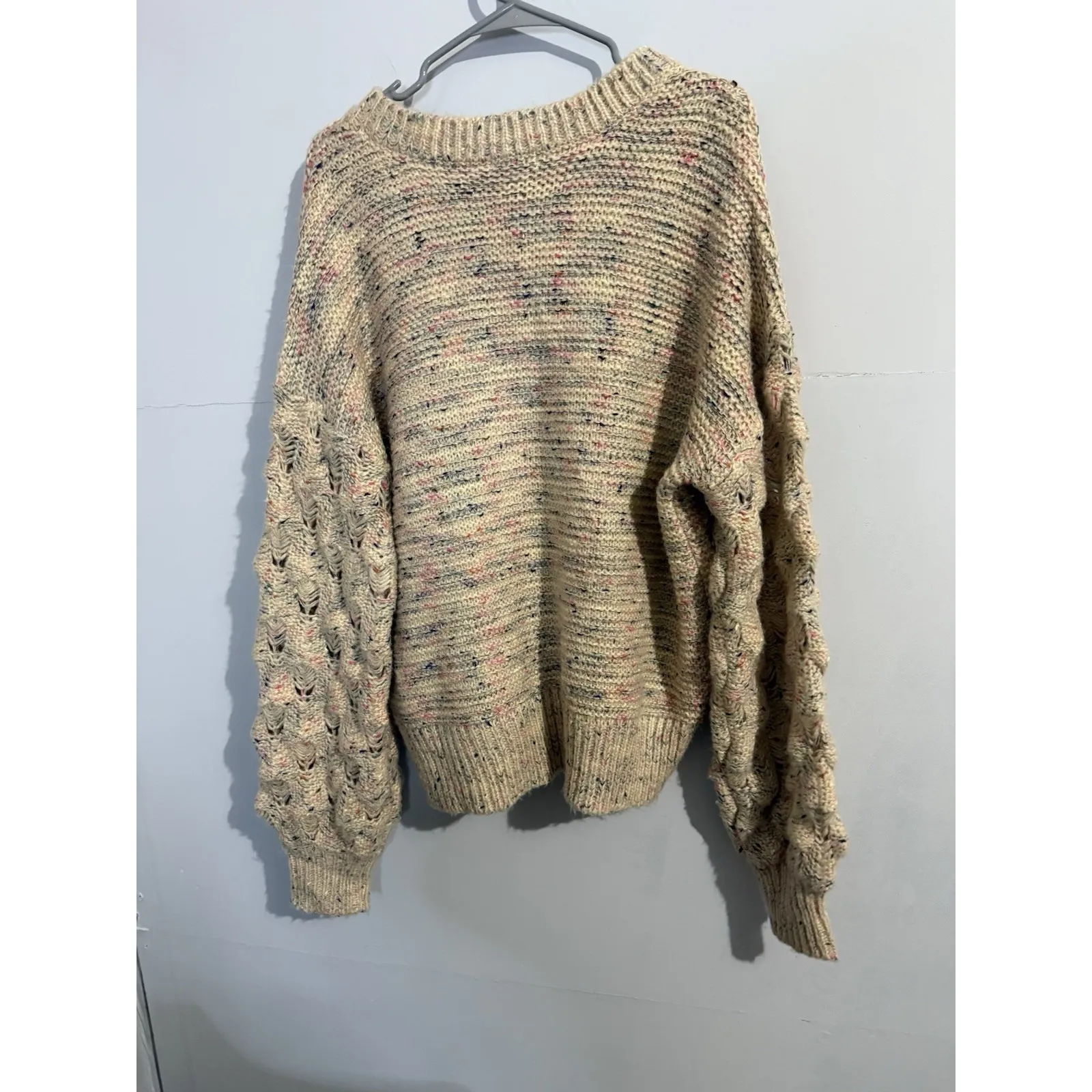 Kori Women's Chunky Multi Color Knit Sweater With Puff Sleeves Size L - Image 5