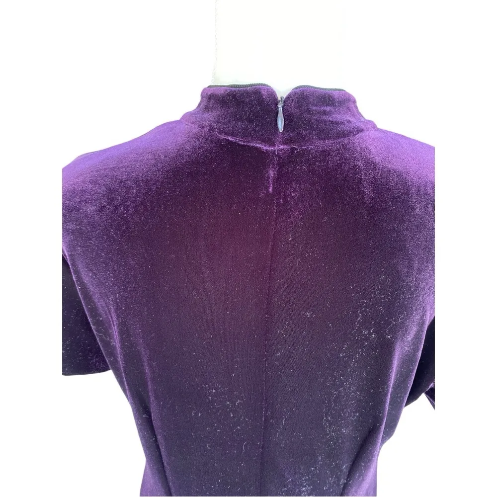 Vintage Purple Velvet Cheongsam Dress Sz 12 - Image 5