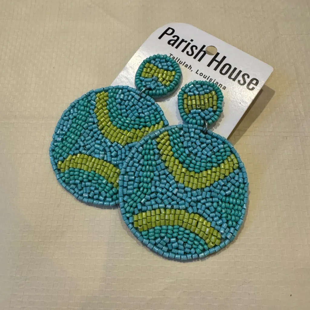 Beaded Earrings disco Blue - Image 3