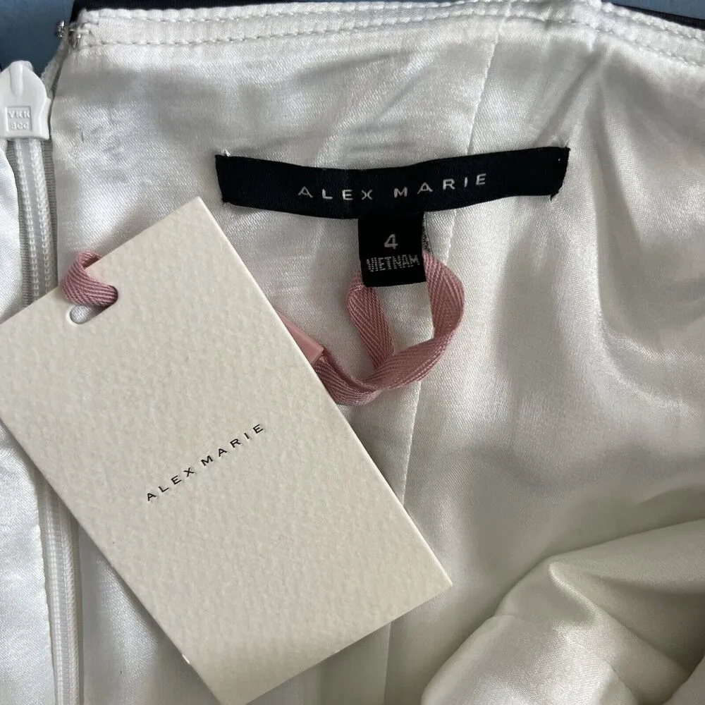 NWT Alex Marie Cleo Two Tone Color Block Off-The-Shoulder Bow Satin Mini Dress - Image 6