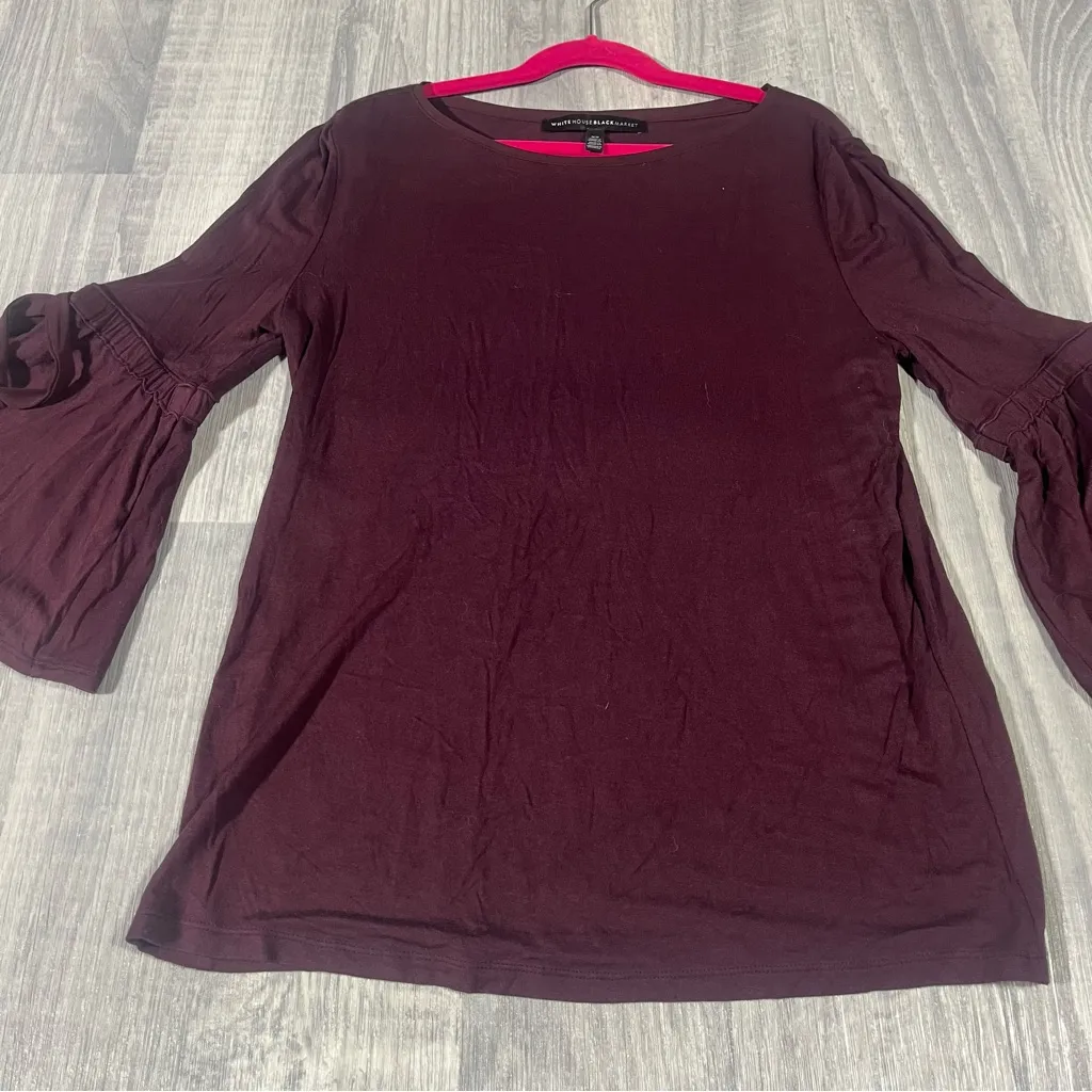 White House Black Market Deep Red/Plum Blouse; XS - Image 2