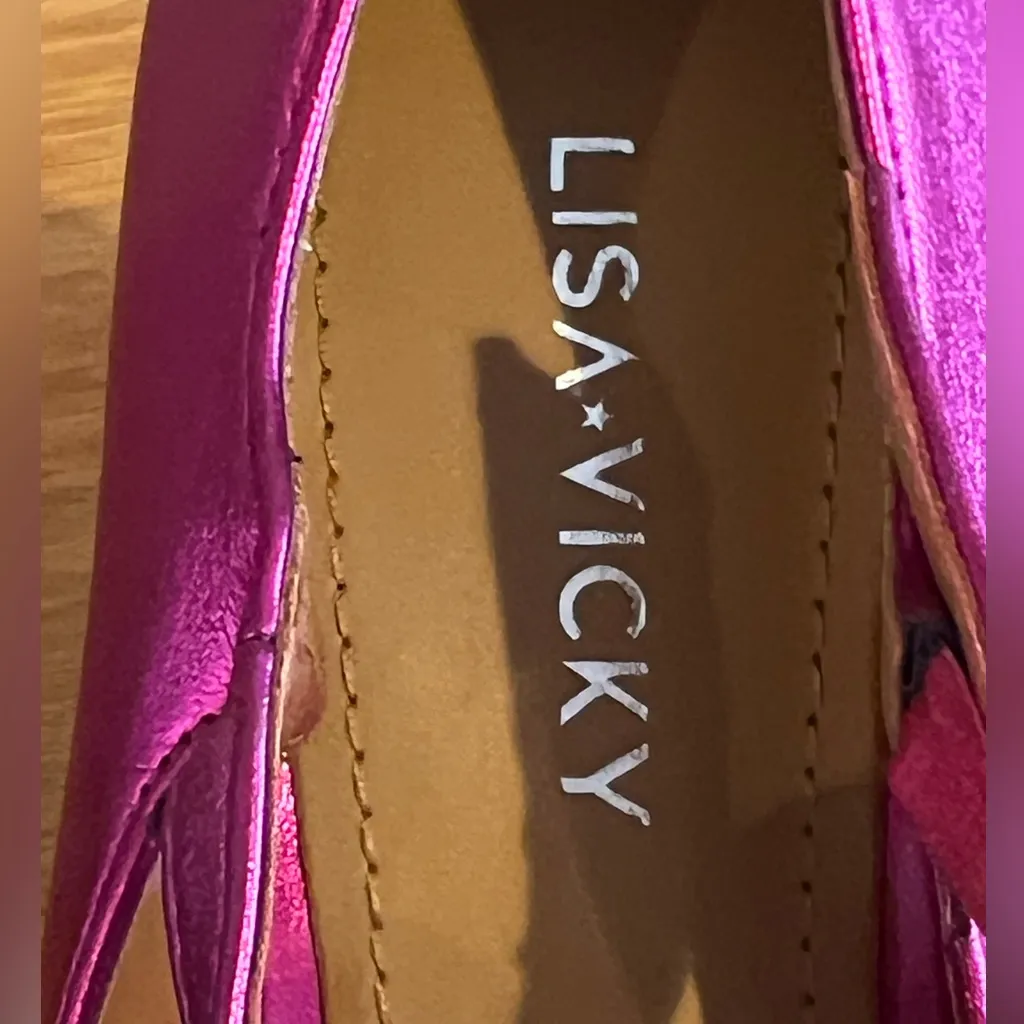 Lisa Vicky Notice Mary Jane Platform‎ Pump Metallic Pink Finish Women's Size 6 M - Image 12