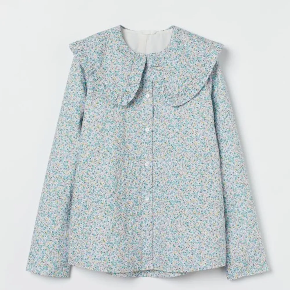 H&M Frill-Trim-Collar Shacket Multicolor Flower Print Size XS - Image 2