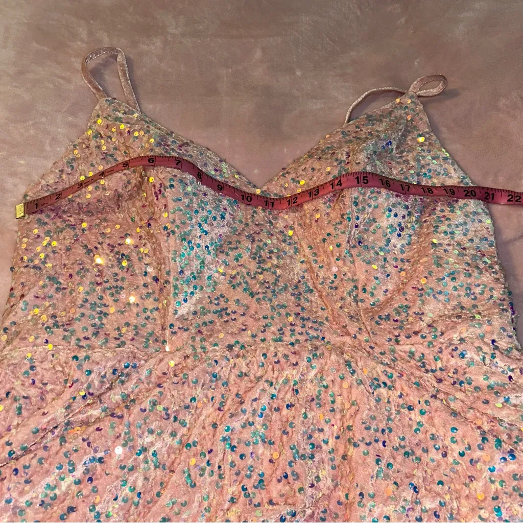 Pink Spaghetti strap fuzzy sequins tiered prom dress size 20 Fairycore princess - Image 7