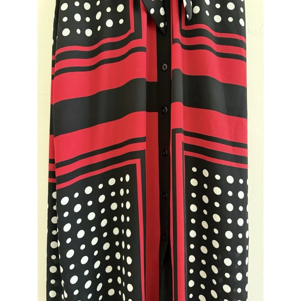 Joseph Ribkoff noire Dress Size 8 Maxi Long Sleeveless Black Red White designe - Image 9
