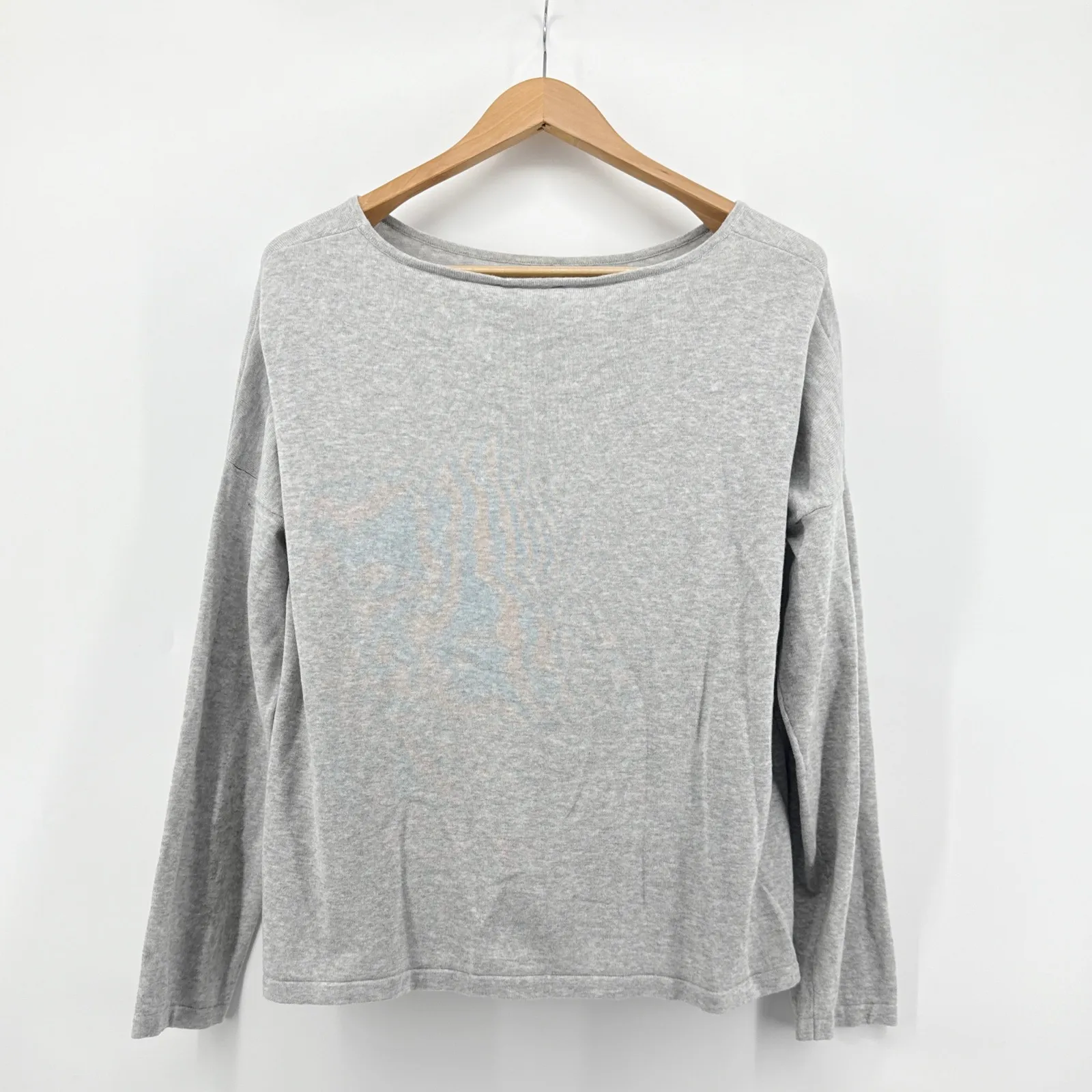 Joan Vass Neiman March XL Floral Print Long Sleeve Cotton Knit Top Sweater Light - Image 4