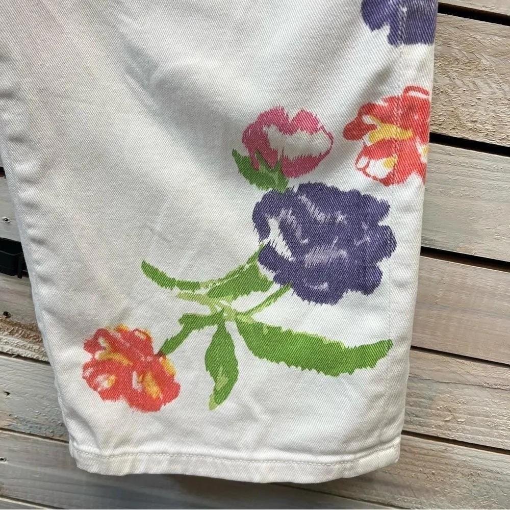 Vintage Coldwater Creek White Floral Wide Leg Cropped Jeans Cottagecore Boho 16P - Image 5