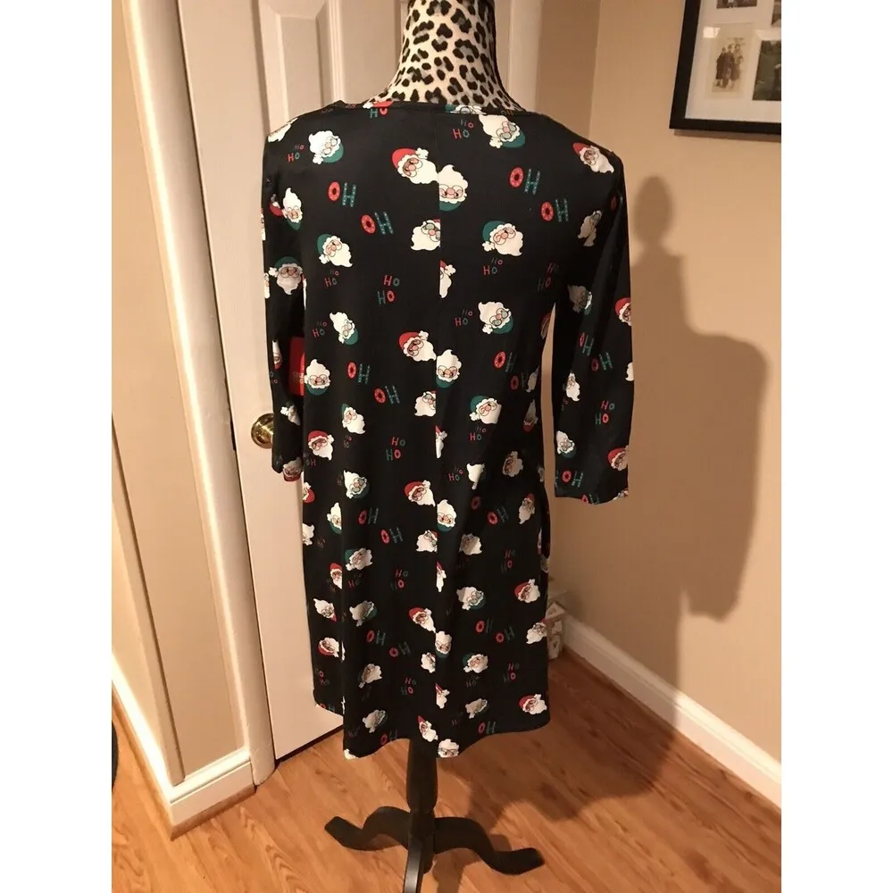 Celebrate Together Women's Size XS Christmas Santa Ho Ho Ho Black Dress NWT - Image 2