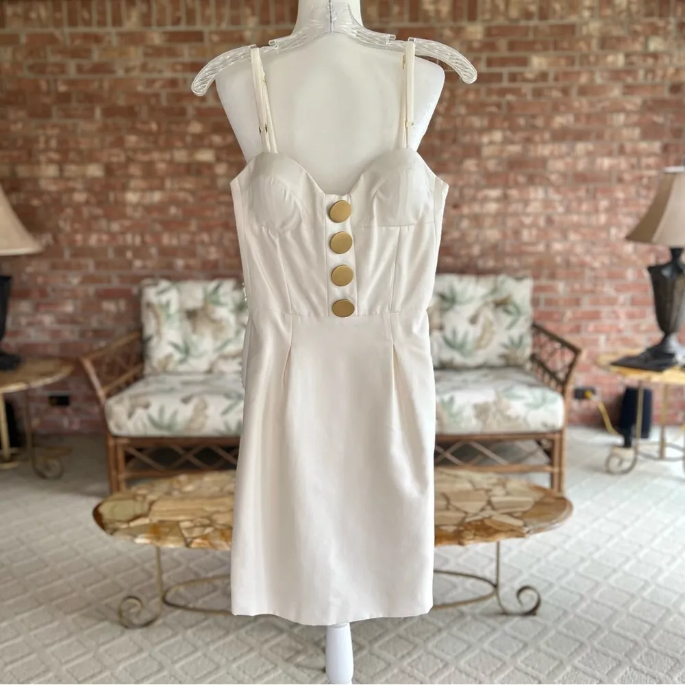 Castle Starr Dress Mini Bustier Ivory Silk Blend 4 Party Sundress Cocktail - Image 2