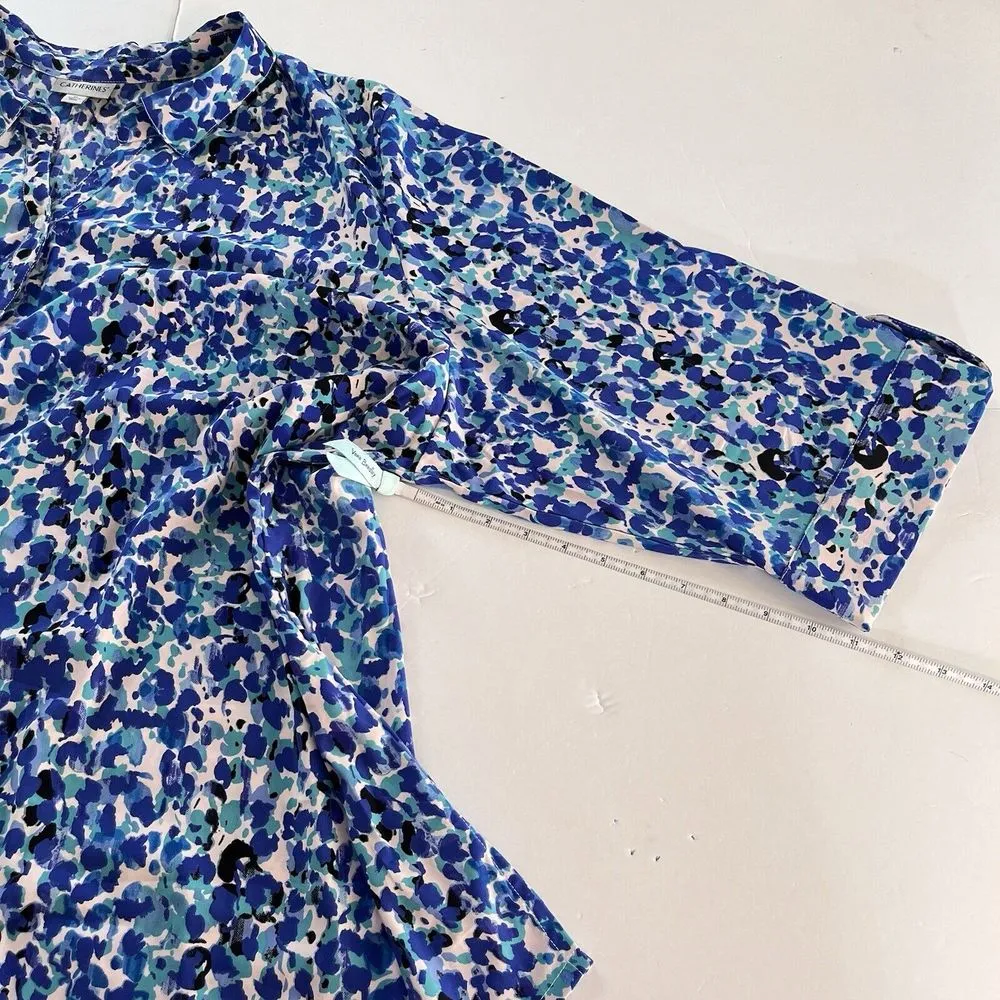 Catherines Blue Button Front 3/4 Tab‎ Sleeve Timeless Blouse Size 4X - Image 11
