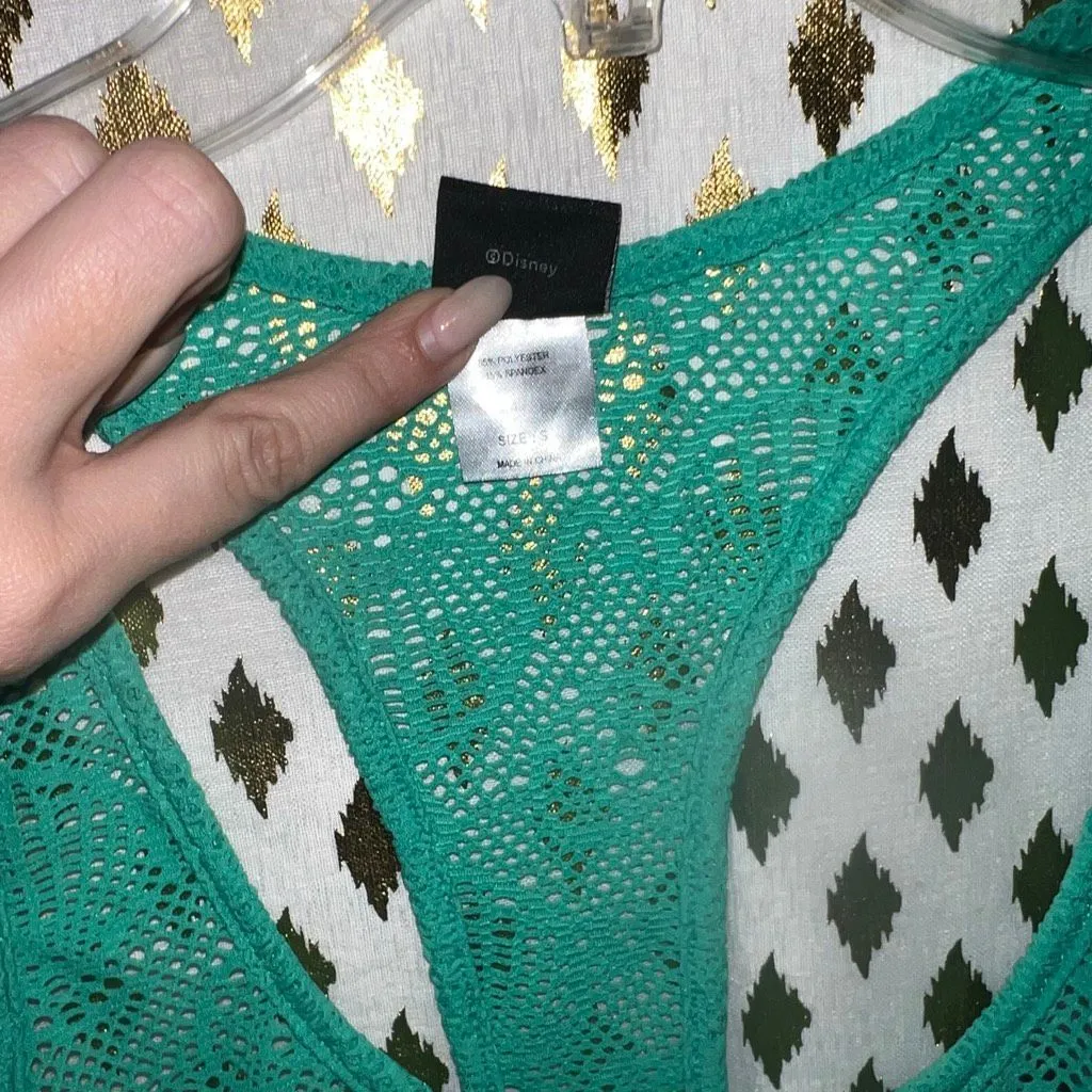 Disney Little mermaid swim cover up tank top teal size S - Image 5