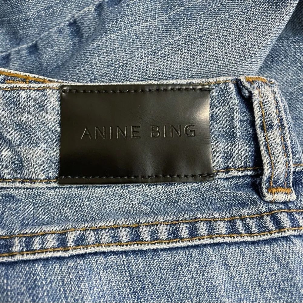 Anine Bing Exposed Button Fly Mid Rise Slim Jeans Medium Blue Wash Size 26 | 2 - Image 7