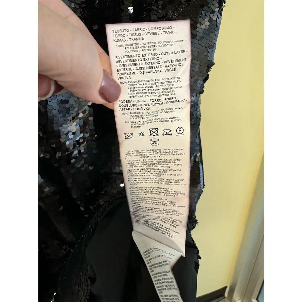 Emporio Armani NWT Black Sequin Chevron Knee Length Dress Size IT 40/US 4 - Image 8