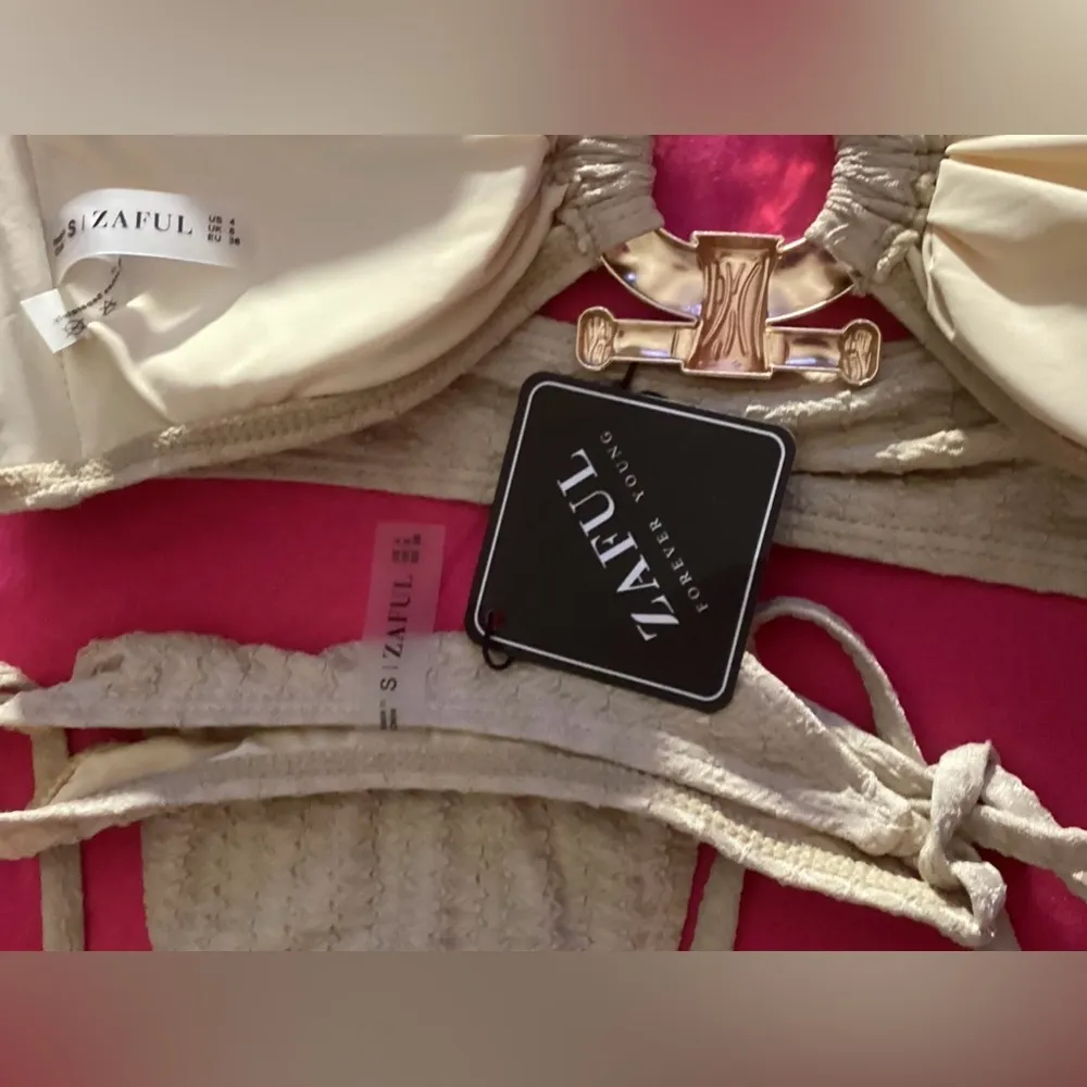 NWT ZAFUL Tan Metal Ring Bandeau Bikini Ties on the Sides 2 Piece Swimsuit - Image 5