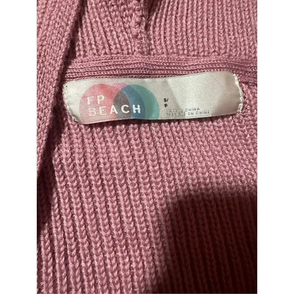 Free People Beach Claudia Sweater Knit Hooded Dress in Dusty Rose Sz S - Image 5