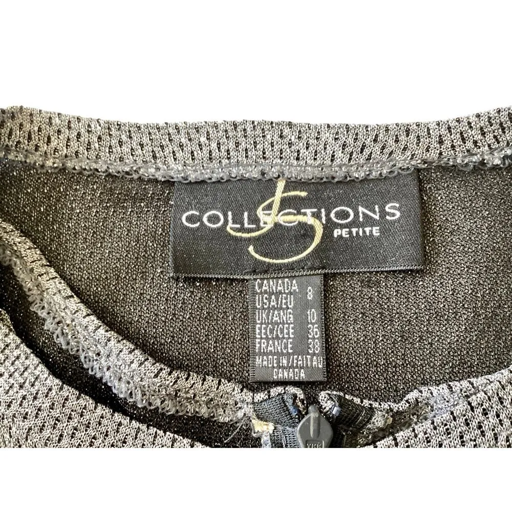 Vtg JS Collections Petite Silver Metallic Formal Dress Set - Image 7