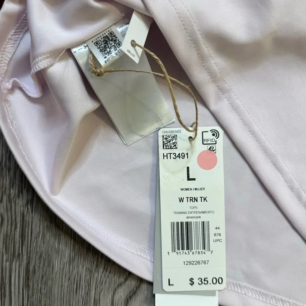Adidas moisture wicking baby pink athletic tank size L - Image 4