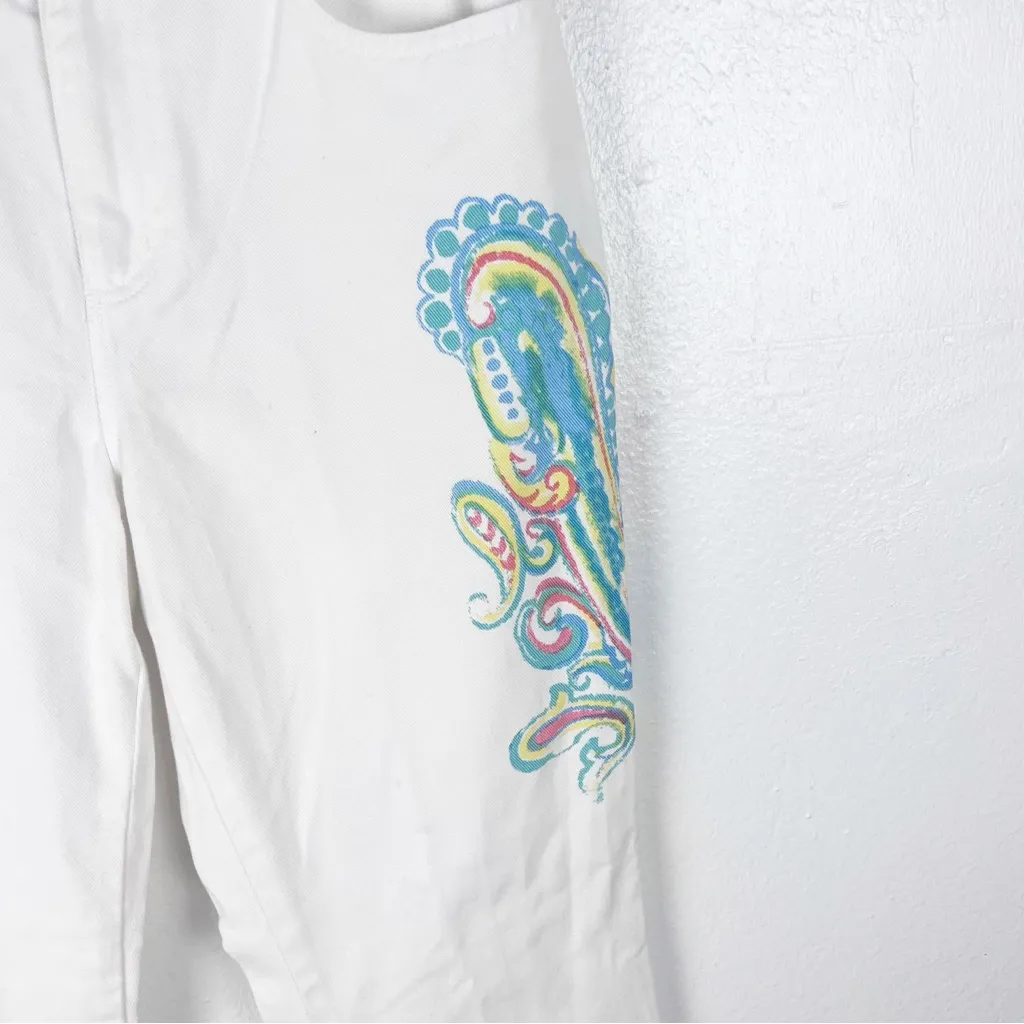 RALPH LAUREN JEANS White Paisley Print High Rise Bootcut Jeans, Size 8P - Image 12