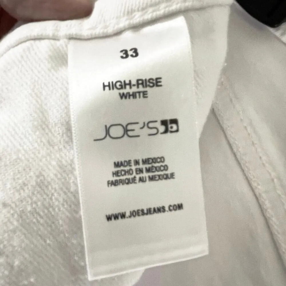 JOE’S JEANS Women’s High Rise Split Cuff Raw Hem White Jeans size 33 - Image 4