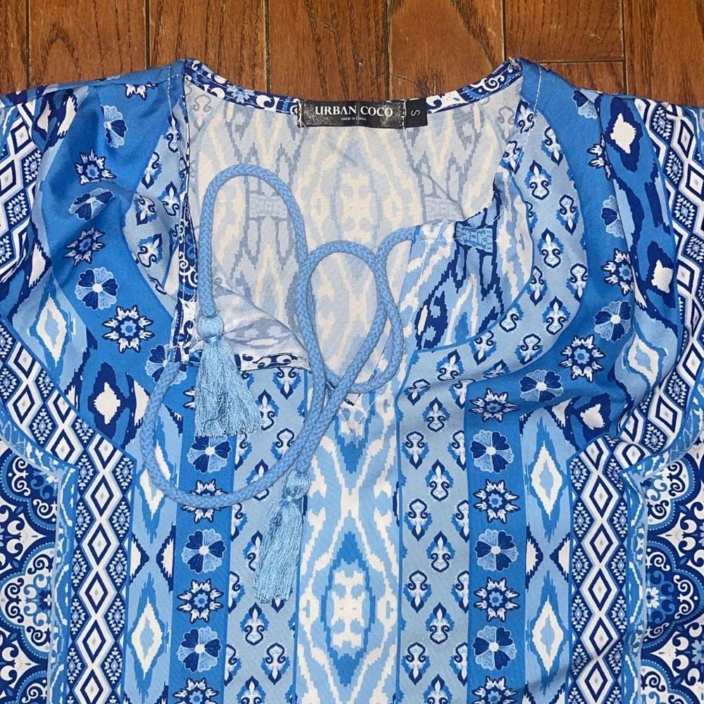 Urban Coco  Blue Patterned Women's Dress - Image 2