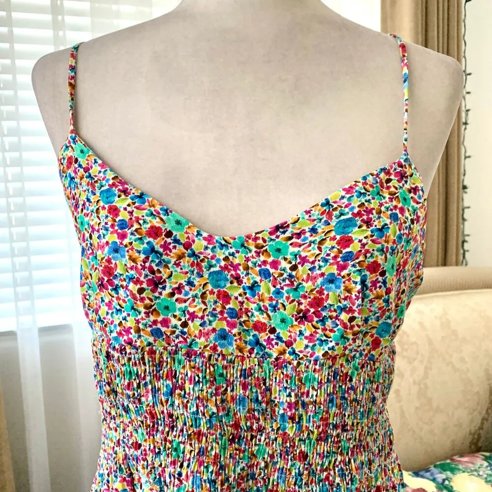 NWT Zara Ditsy Floral Print Strappy Maxi Sun Dress in Multicolored Women's M - Image 5