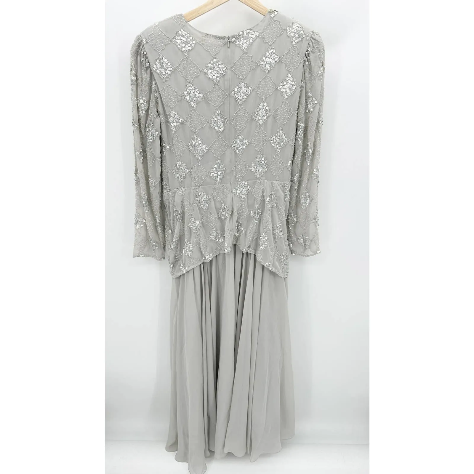 Cassandra Stone Womens Silver Embellished Formal Gown Size 14 Mother of Bride - Image 2