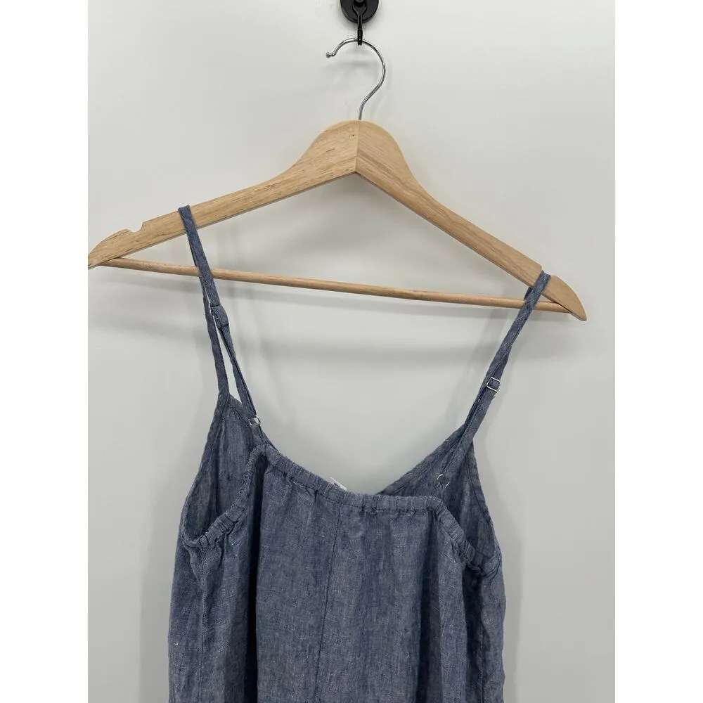 Artisan NY Blue Linen Sleeveless Maxi Dress Lagenlook V-Neck StrapWomen Size 6 - Image 9