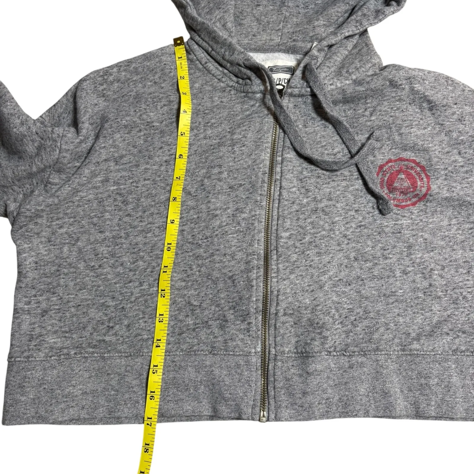 Tailgate Ohio State Buckeyes Cropped Zip Up Hoodie Gray Small - Image 5