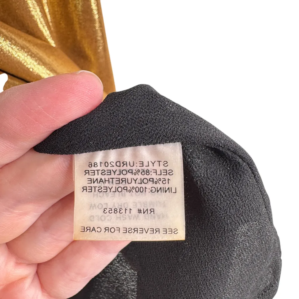 BURU Small Gold Metallic Shimmer Slip Holiday Dress - Image 7