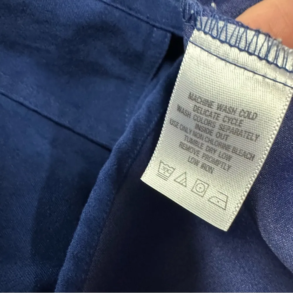 Mainstreet Blues Faux Suede Satin Lined Button Up Long Sleeve Shirt Plus Size 1X Blue - Image 9