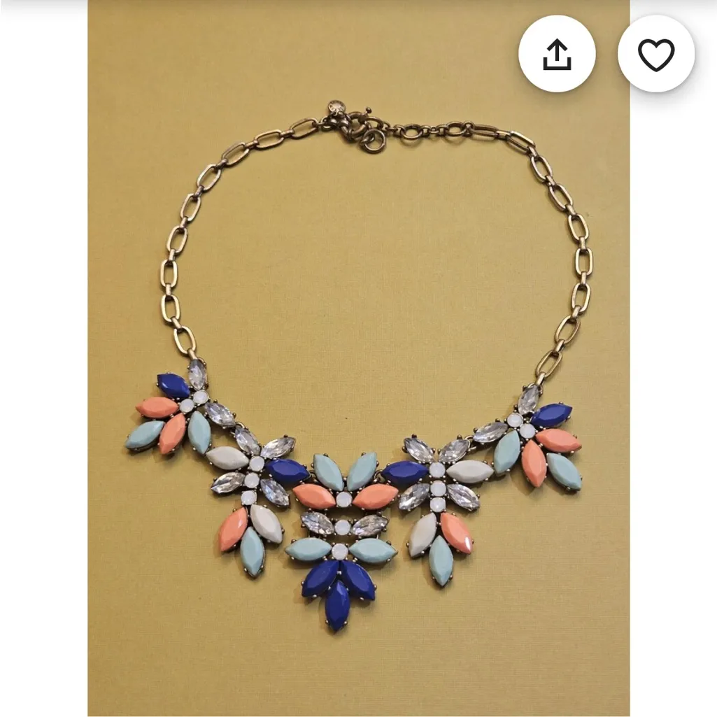 J. Crew Multicolor Floral Statement Necklace 18 Inches - Image 6