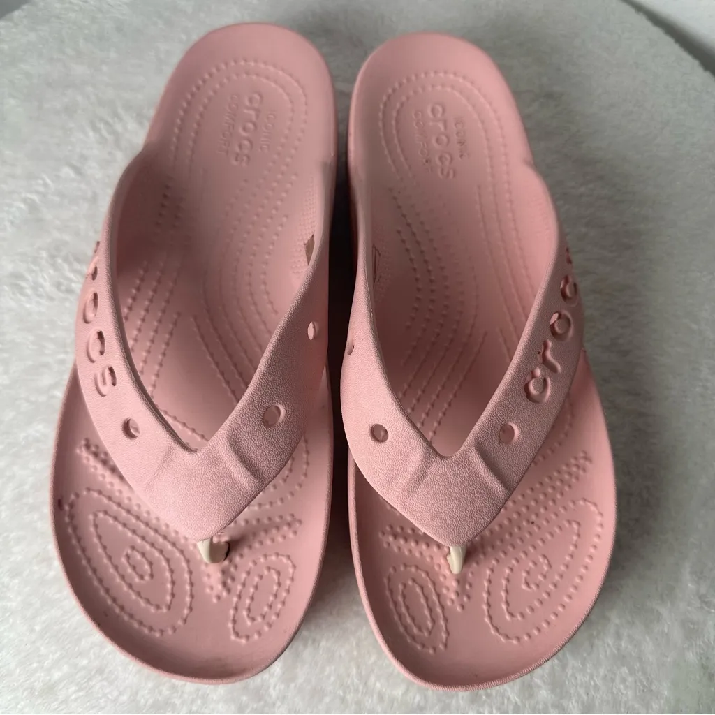 CROCS Women's Baya Platform Flip-Flop Light Pink Sandals - Image 6