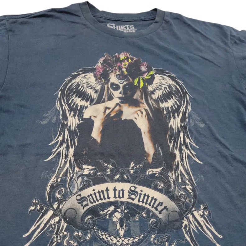Shirt Size Large L Saint To Sinner Dia De Los Muertos Angel Wings Unisex T-shirt - Image 3