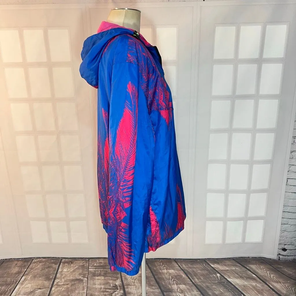 WeSC Blue Pink Hyper Bliss Hooded Windbreaker Jacket Size Mens Large Womens XL - Image 5