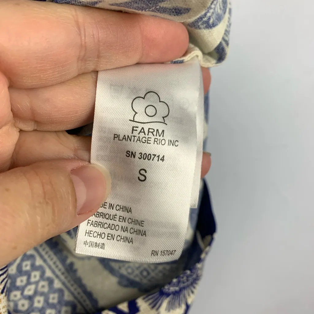 FARM Rio size small Blue pineapple garden romper white shorts tie tropical vaca - Image 5