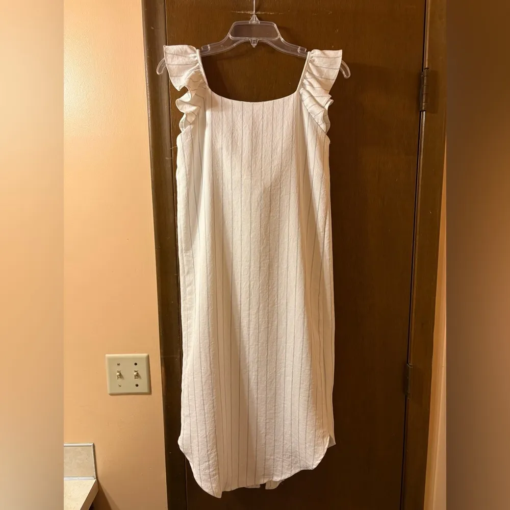 Hatch Maternity Jenna White Striped Midi Dress - Image 6