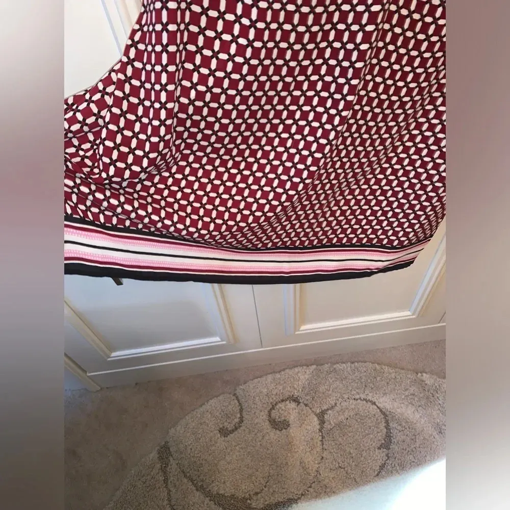 Talbots Classic red/white patterned crepe tunic top 1X‎ - Image 5