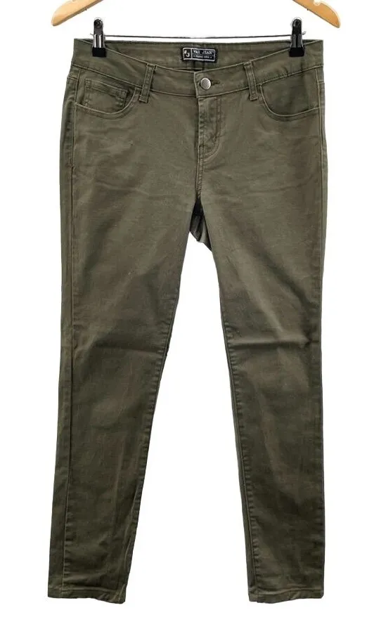 Wax Jean Skinny Jeans Womens Juniors 9 Olive Green Cotton Stretch - Image 1
