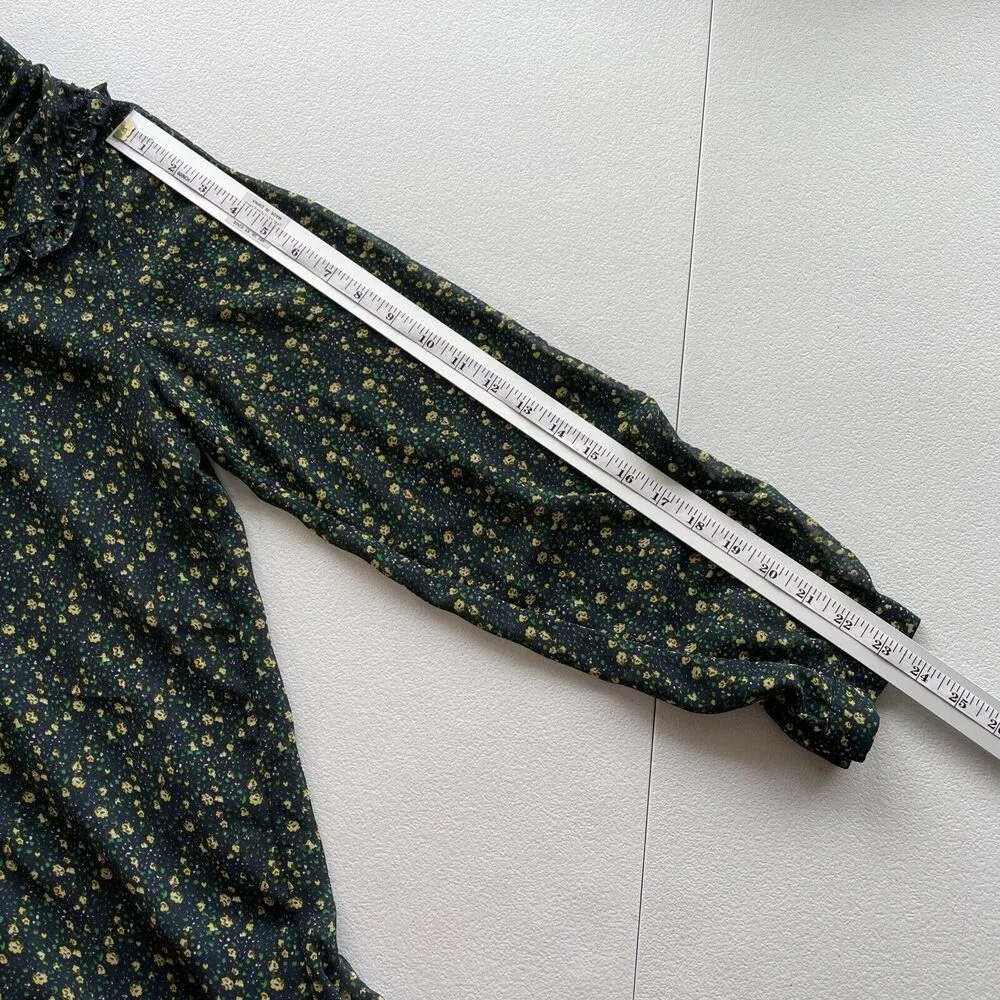 Sonic Youth Dress Long Sleeve Floral Print Mini Dress Tiered Ruffle V - Image 10