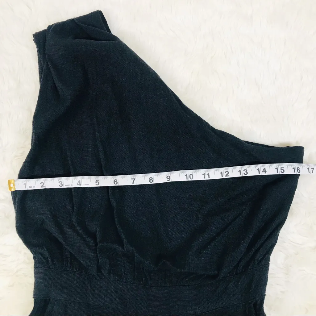 FREE PEOPLE Avery Black One Shoulder Jumpsuit Sleeveless Wide Leg Cropped Size 0 - Image 12