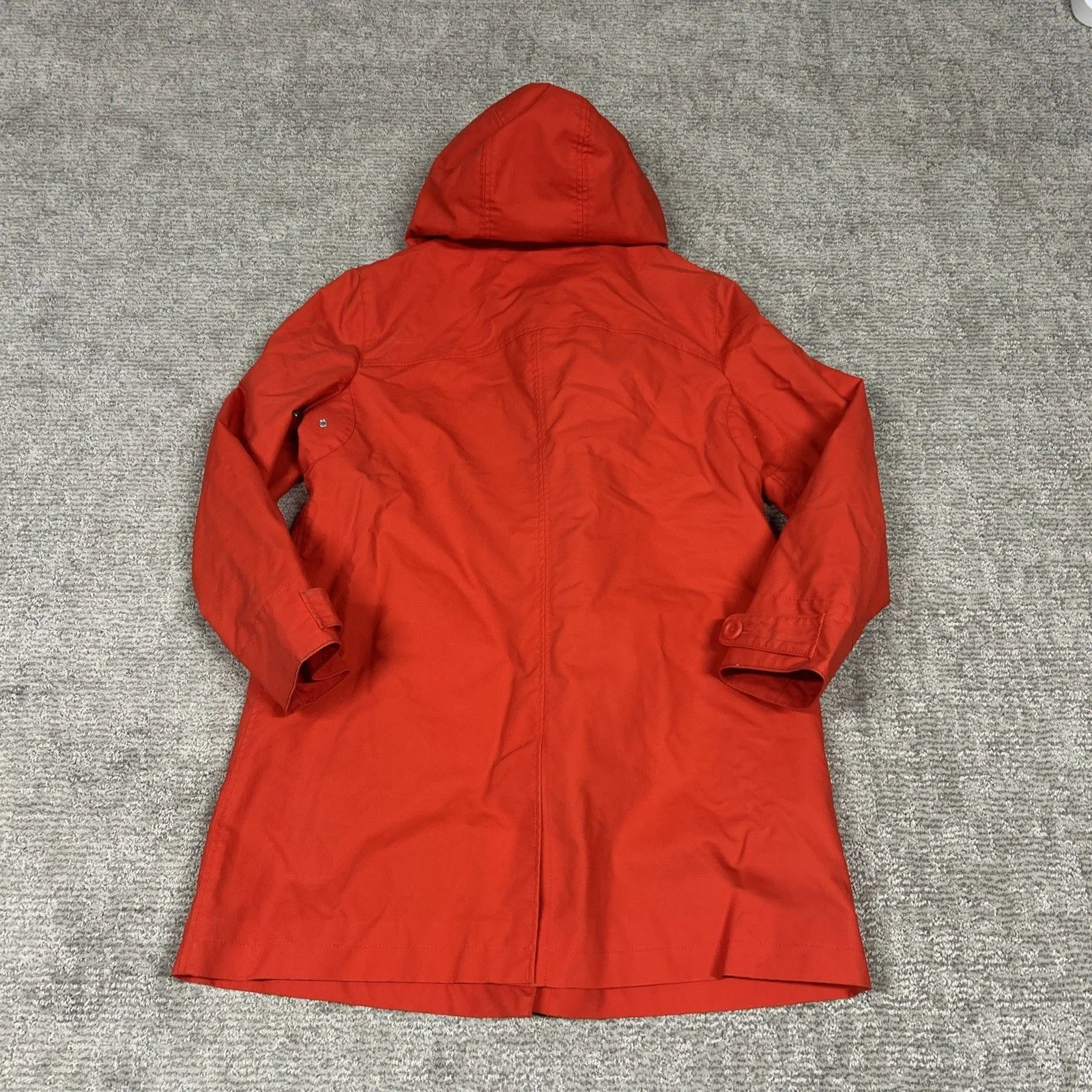 LL Bean Jacket Womens XL Raincoat Jacket Hooded 0 HAW1 Waxed Cotton Orange Red - Image 7