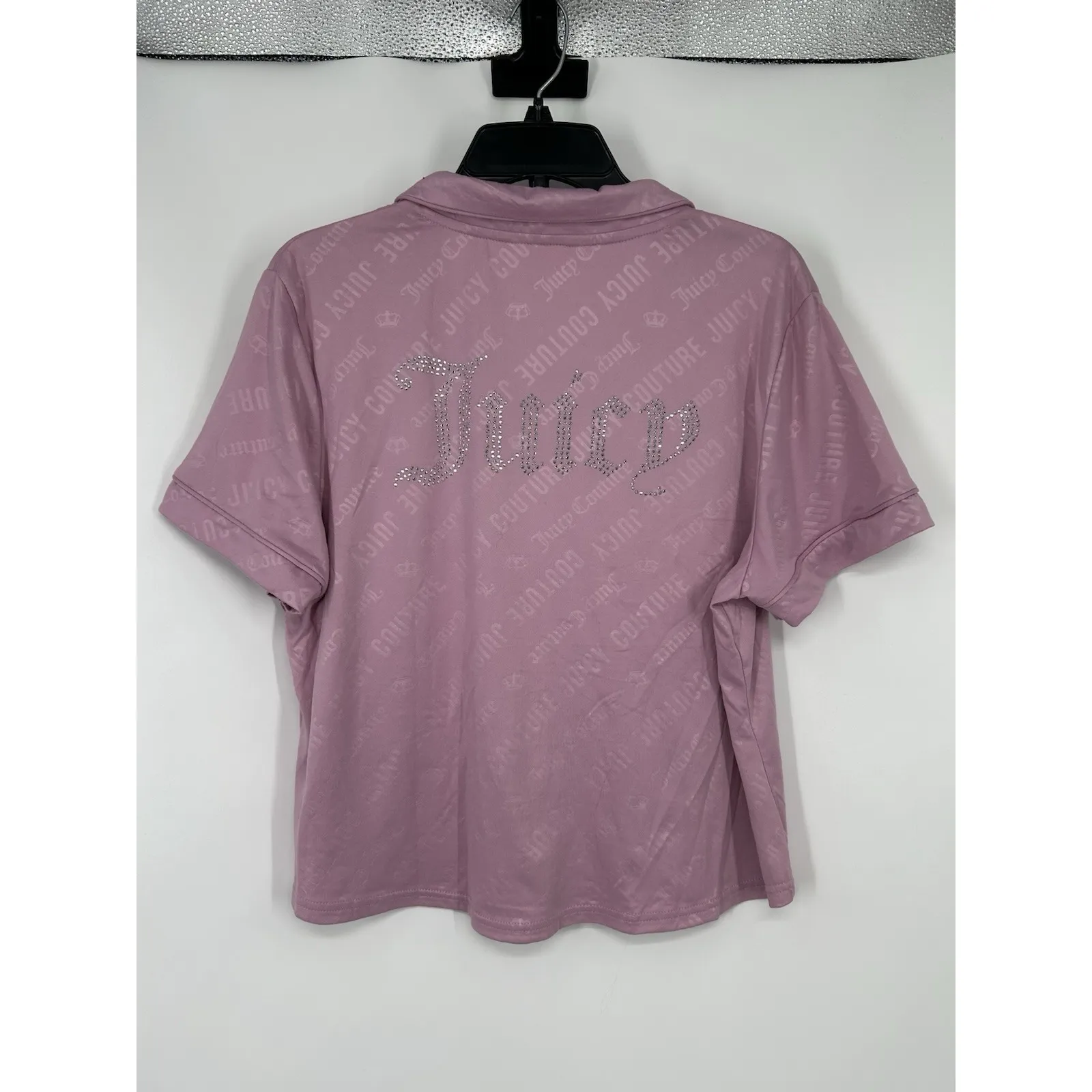 Juicy Couture‎ Sleep Shirt Button Up All Over Print AOP Rhinestone Graphic XL - Image 2