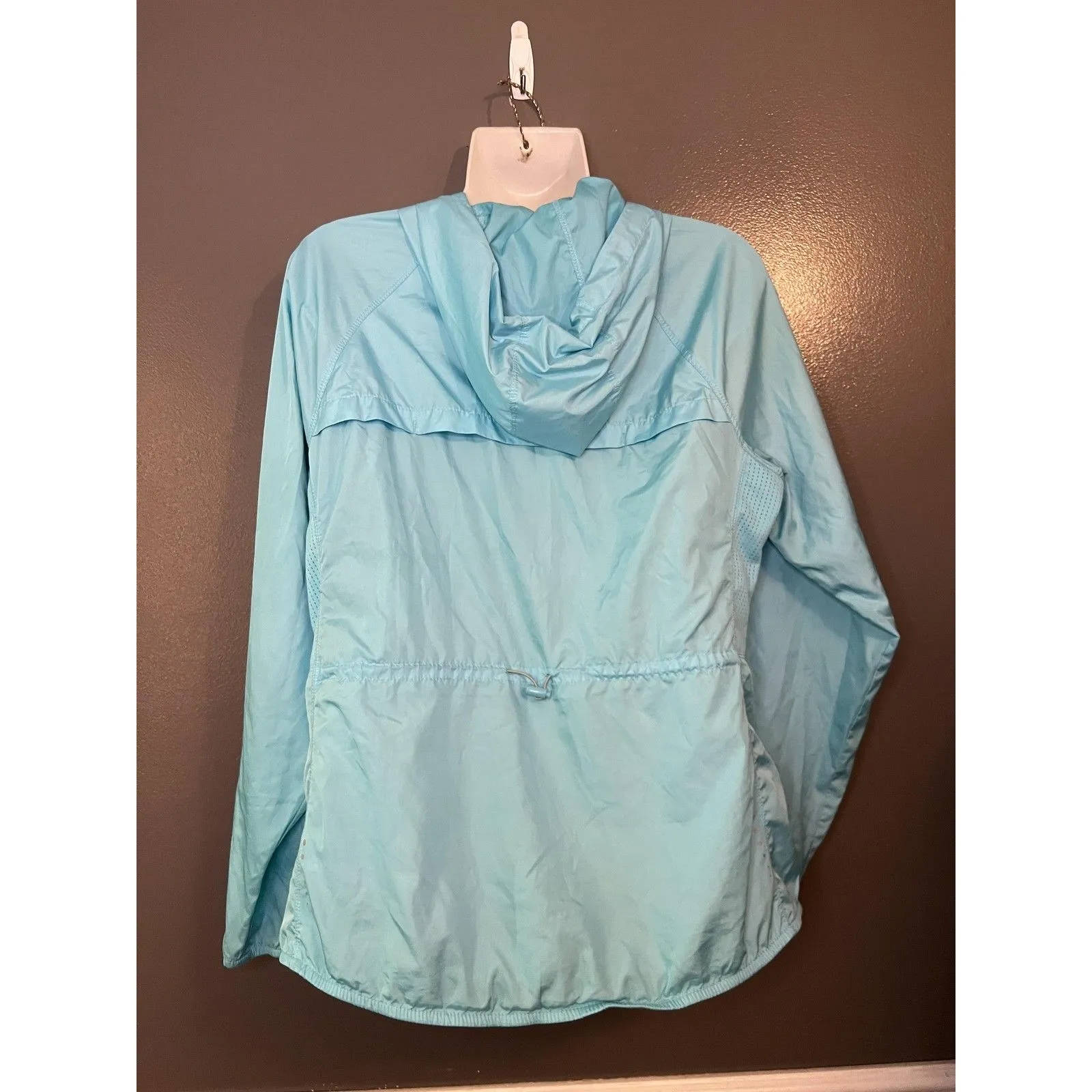 Danskin Now Jacket Womens Medium Blue Fish Hooded Lightweight Windbreaker Mesh - Image 5