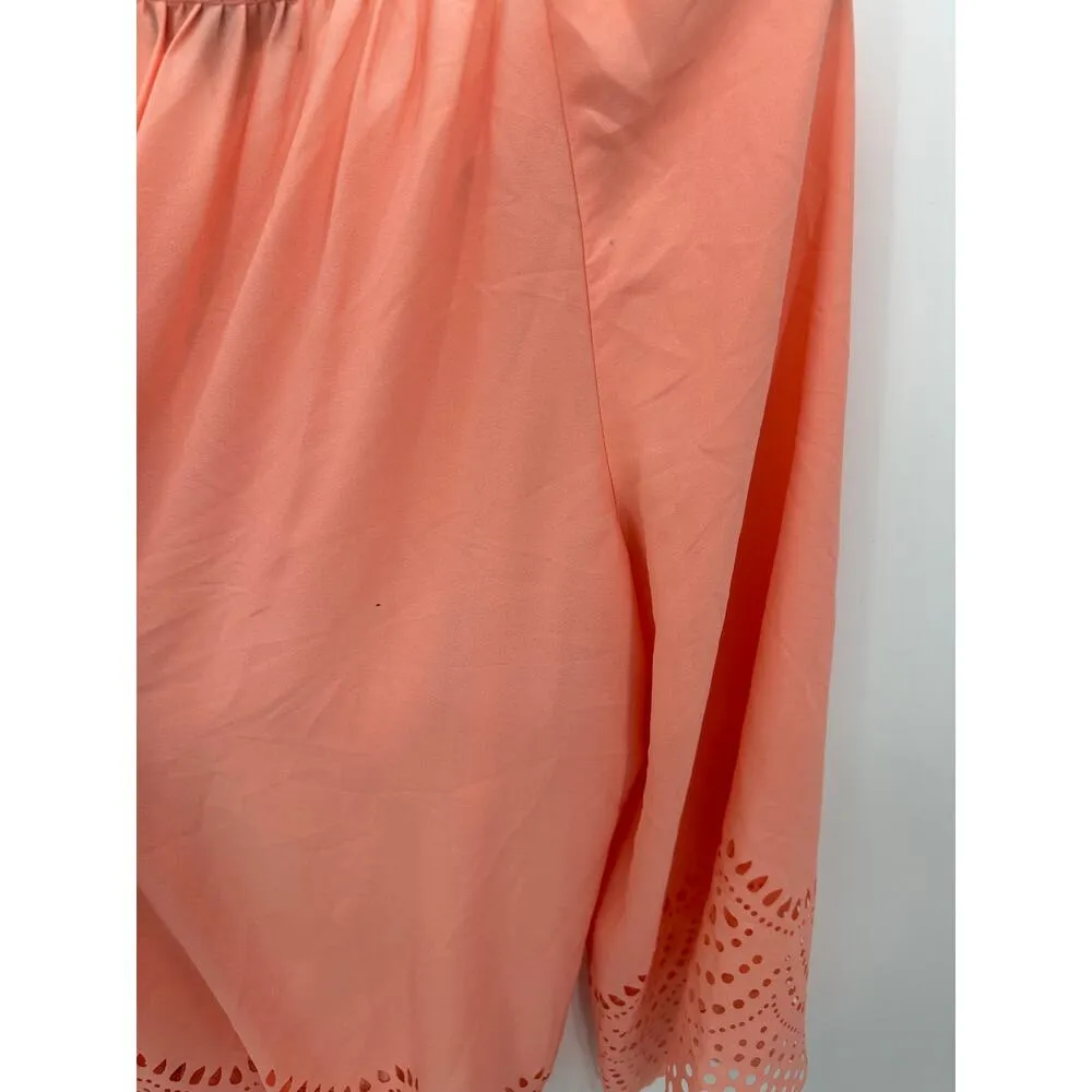 AGB Pink Peach Long Sleeve Built In Bra Top Women's Size X - Image 3