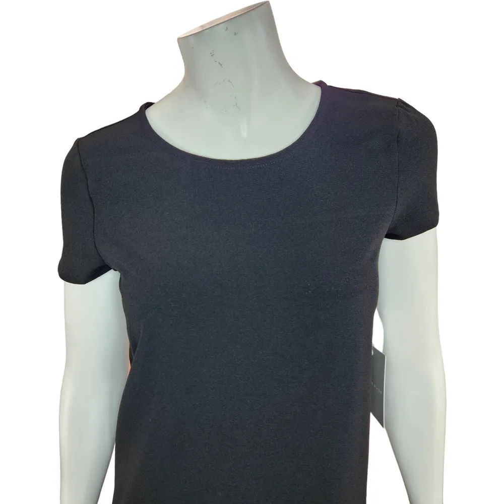 Chelsea 28 Womens XXS Black Midi Short Sleeve Shift Dress Zipper NWT Summer - Image 2