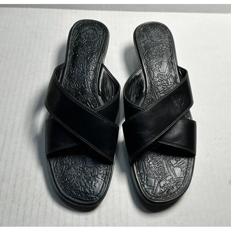 Timberland Sandals‎ Women's Size 10M Black Strap Leather Slip On Heel (87318) - Image 3