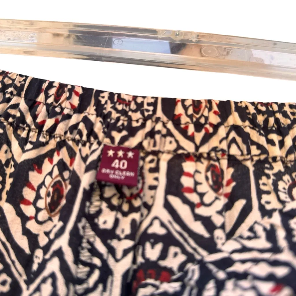 Studio Rasa Block Print Tiered Wide Leg Palazzo Pants Size 40 Boho Metallic Hem Gold - Image 10