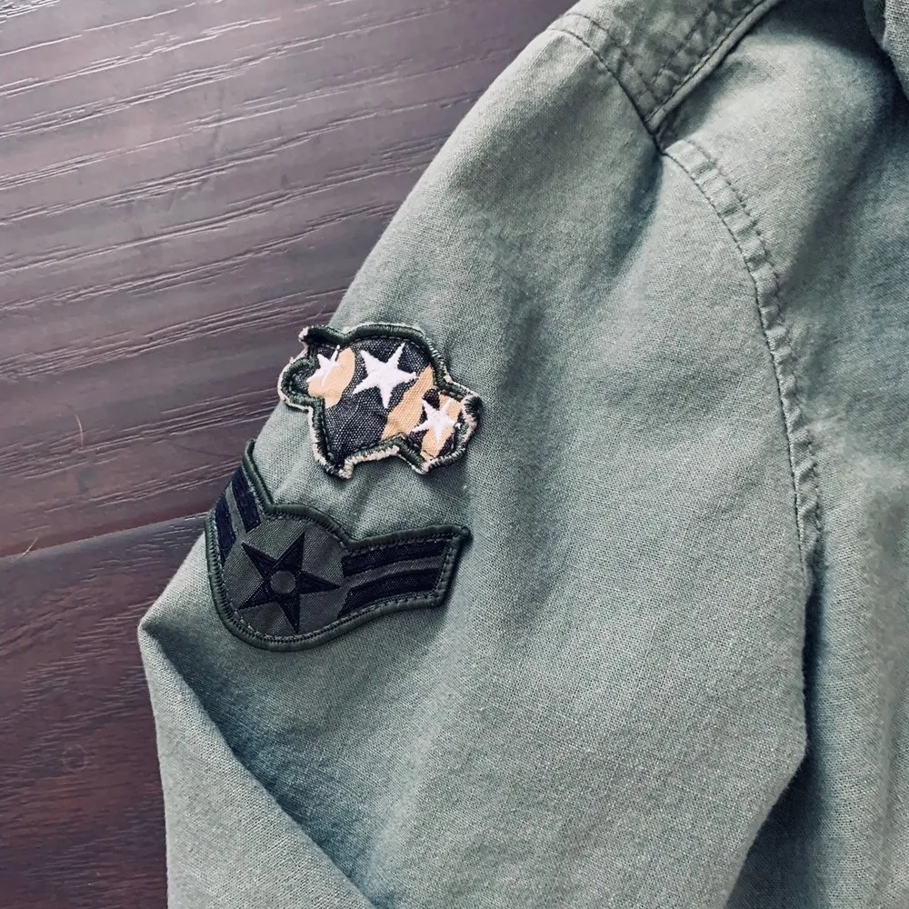 Bethany Mota by Aeropostale Cute Green Army Military Bomber Jacket | Size: M - Image 4