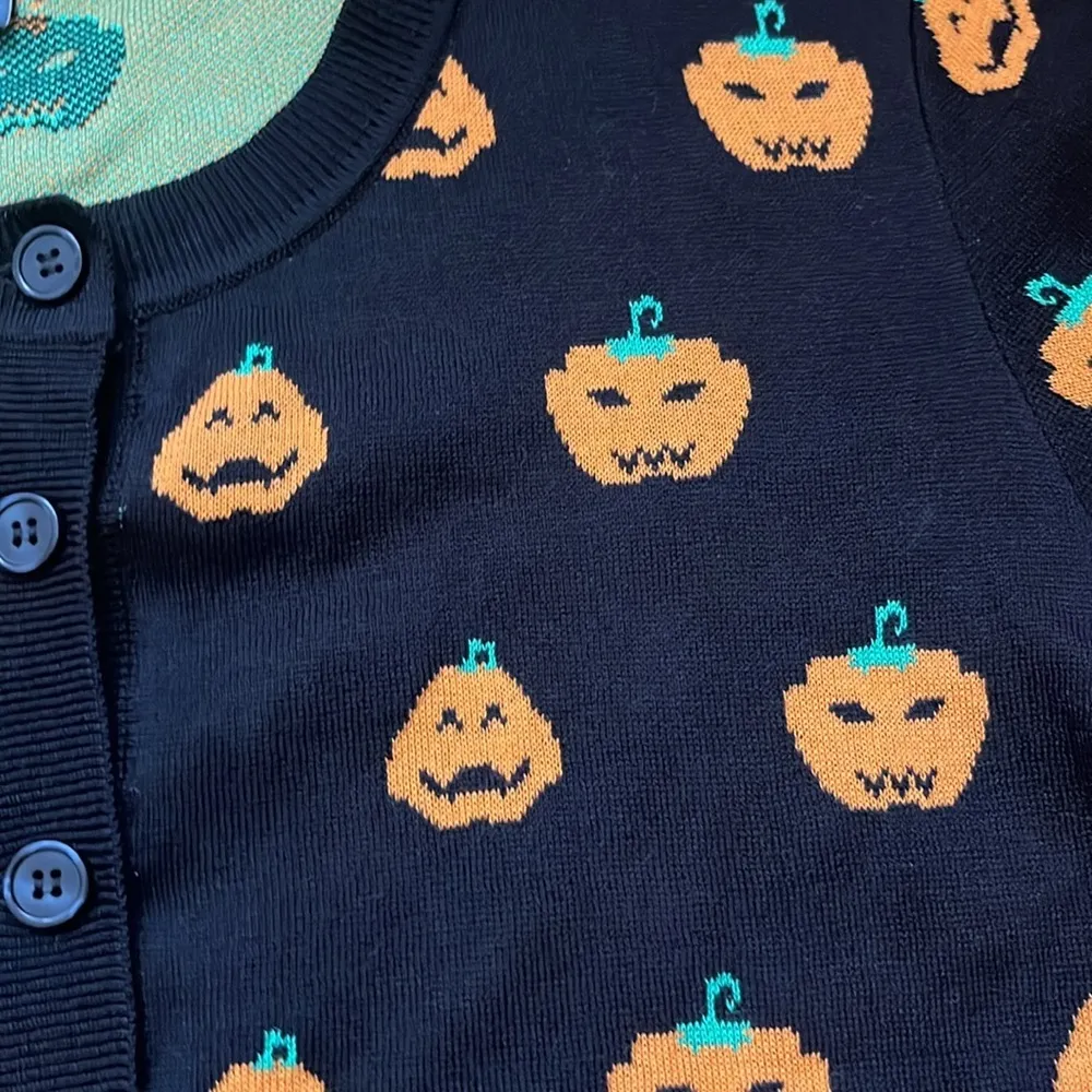 Modcloth Pumpkin Patch Party Halloween Cardigan Sz L - Image 3